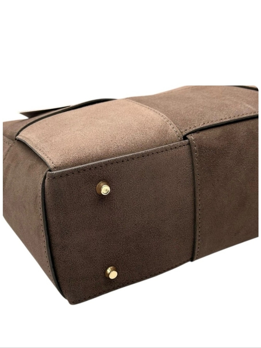 💥Sale💥Isadora Made In Italy Suede Large Woven Shoulder Satchel In Taupe - Picture 4 of 13